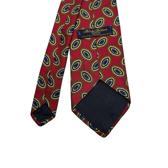 Brooks Brothers Makers Silk Tie Red Oval Pattern Handmade In USA - Picture 6 of 6